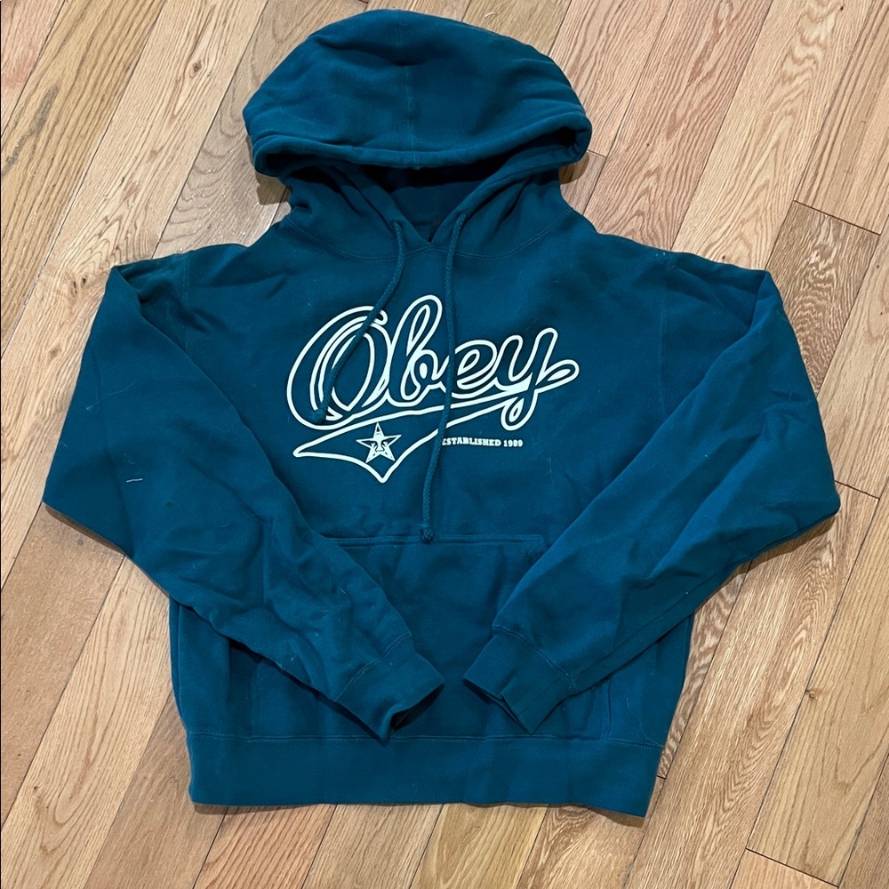 Obey Teal Hoodie Sweater